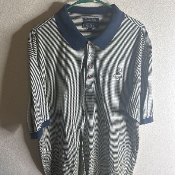 Peter Millar Golf Polo Pinehurst Collection L Blue & White - Picture 1 of 15